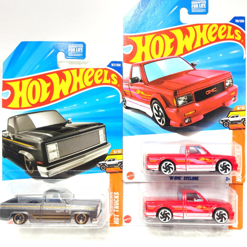 Hot Wheels '83 Chevy Silverado 9/10 & '91 GMC Syclone 8/10 3-Car Hot Truck Lot